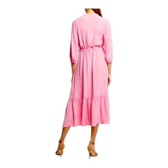 Marella MaxMara Italian Silk Blend Petal Pink Tiered Ruffle MIDI Robe Dress 10 - Picture 5 of 16